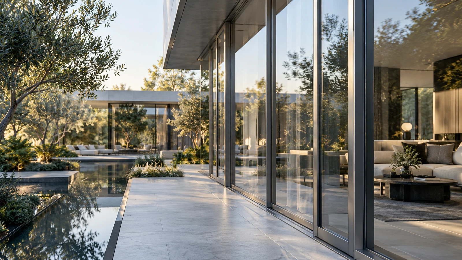 Refined aluminium and glass solutions for architectural projects.